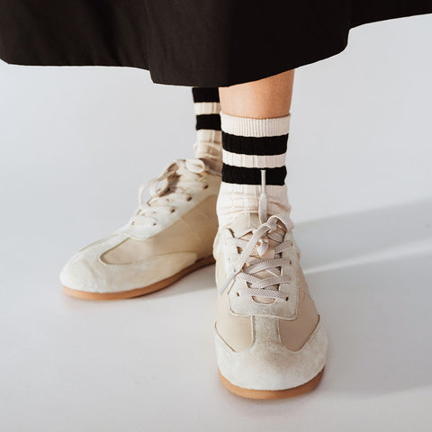 Le Bon Shoppe Her Varsity Socks Cream with Black