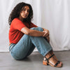 The Social Heeled Sandal Black Micro Pebble